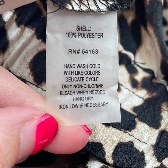 Calvin Klein Leopard Print Polyester Pants Lightweight High Rise Brown Medium - Picture 10 of 11